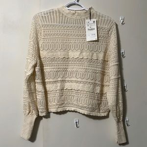 Brand new - Zara cream crochet long sleeve shirt
